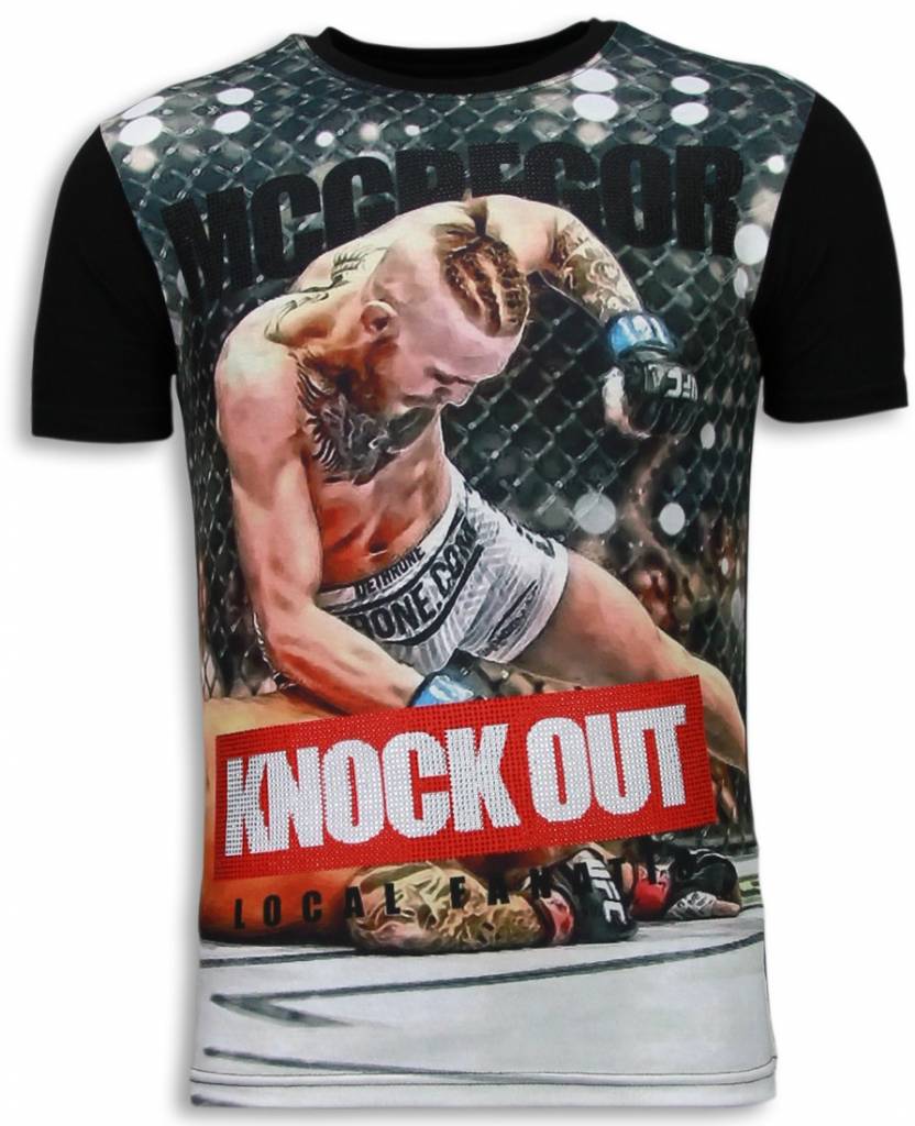 Local Fanatic Mcgregor Knock Out Digital Rhinestone T Shirt Zwart local fanatic kopen in de aanbieding