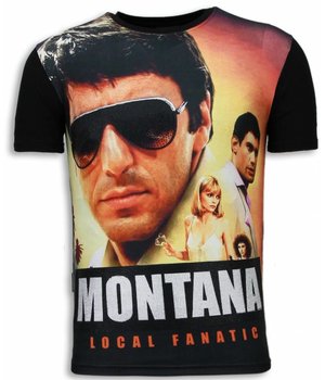 Local Fanatic Tony Montana - Digital Rhinestone T-shirt - Zwart