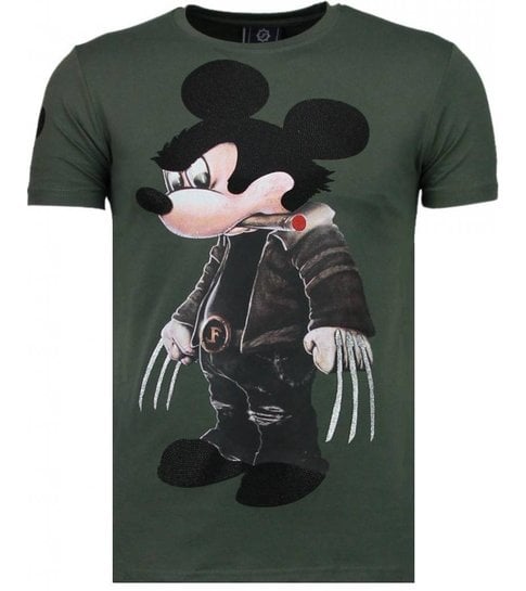 Local Fanatic Bad Mouse - Rhinestone T-shirt - Groen