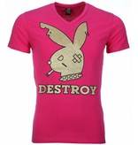 Local Fanatic T-shirt - Destroy Print - Roze