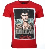 Local Fanatic T-shirt - Scarface Get Every Dollar Print - Rood