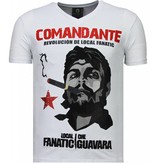 Local Fanatic Che Guevara Comandante - Rhinestone T-shirt - Wit