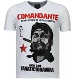 Local Fanatic Che Guevara Comandante - Rhinestone T-shirt - Wit