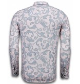 TONY BACKER Italiaanse Overhemden - Slim Fit Overhemd - Blouse Baroque Pattern - Roze