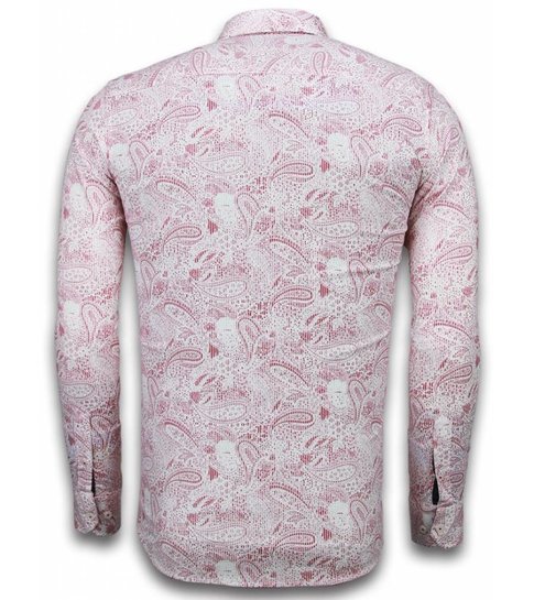TONY BACKER Italiaanse Overhemden - Slim Fit Overhemd - Blouse Allover Flower Pattern - Rood