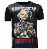 Local Fanatic Marilyn Money - Digital Rhinestone T-shirt - Zwart