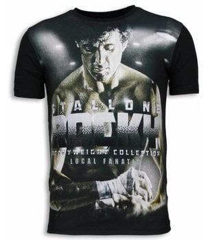 Local Fanatic Rocky Heavyweight - Digital Rhinestone T-shirt - Zwart