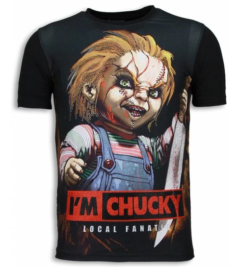 Local Fanatic I´m Chucky - Digital Rhinestone T-shirt - Zwart