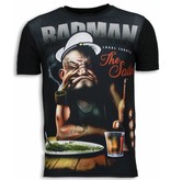 Local Fanatic Popeye Badman - Digital Rhinestone T-shirt - Zwart