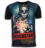 Local Fanatic Rockstar - Digital Rhinestone T-shirt - Zwart