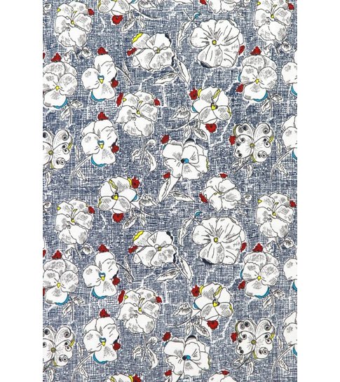 TONY BACKER Italiaanse Overhemden - Slim Fit Overhemd - Blouse Drawn Flower Pattern - Blauw