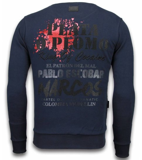 Local Fanatic Pablo Escobar - Rhinestone Sweater - Blauw