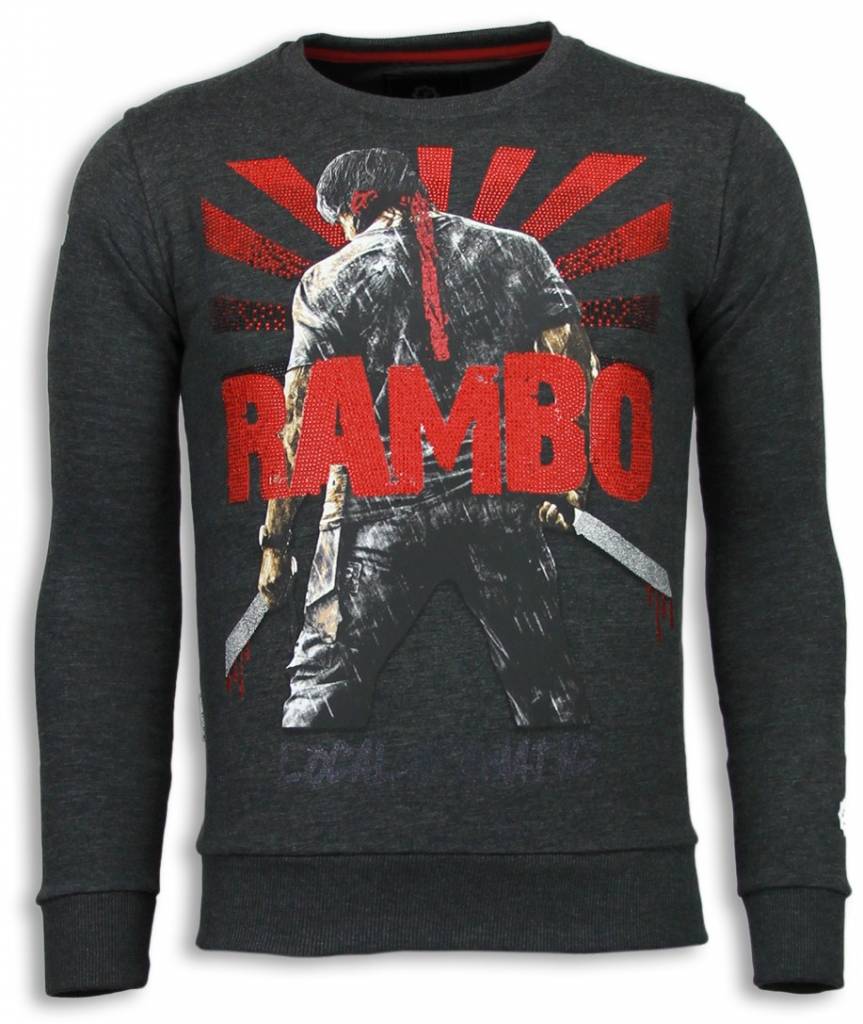 Local Fanatic Rambo Rhinestone Sweater Antraciet local fanatic kopen in de aanbieding