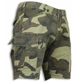 BB  Bread & Buttons Korte Broeken Heren - Slim Fit Camouflage Shorts - Licht Groen