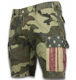 BB  Bread & Buttons Korte Broeken Heren - Slim Fit Camouflage Shorts - Licht Groen