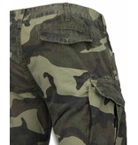 BB  Bread & Buttons Korte Broeken Heren - Slim Fit Camouflage Shorts - Licht Groen