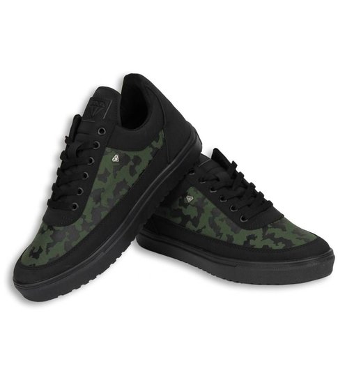 Cash Money Heren Schoenen - Heren Sneaker Low Camouflage Side - Groen Zwart