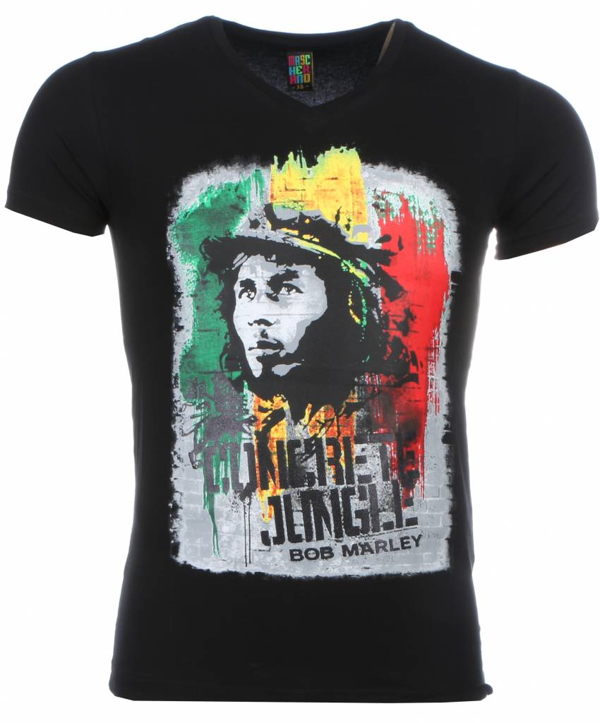 Mascherano T Shirt Bob Marley Concrete Jungle Print Zwart mascherano kopen in de aanbieding Mascherano T Shirt Bob Marley Concrete Jungle Print Zwart mascherano kopen in de aanbieding