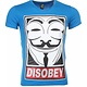 T-shirt - Anonymous Disobey Print - Blauw