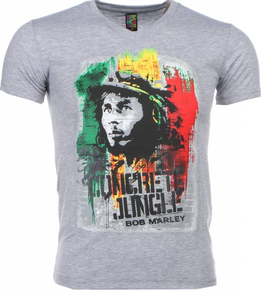 Mascherano T Shirt Bob Marley Concrete Jungle Print Grijs mascherano kopen in de aanbieding Mascherano T Shirt Bob Marley Concrete Jungle Print Grijs mascherano kopen in de aanbieding