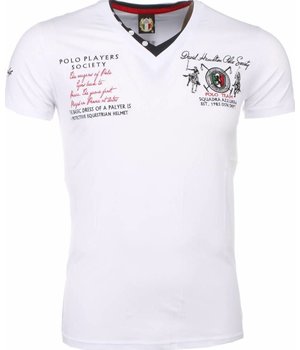 David Copper Italiaanse T-shirt - Korte Mouwen Heren - Borduur Polo Players - Wit