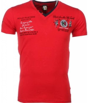 David Copper Italiaanse T-shirt - Korte Mouwen Heren - Borduur Polo Players - Rood