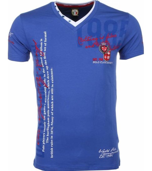 David Copper Italiaanse T-shirt - Korte Mouwen Heren - Borduur Polo Club - Blauw