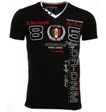 David Copper Italiaanse T-shirt - Korte Mouwen Heren - Borduur Automobile Club - Zwart