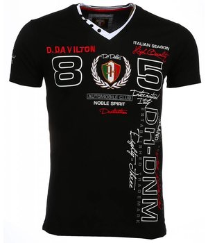 David Copper Italiaanse T-shirt - Korte Mouwen Heren - Borduur Automobile Club - Zwart