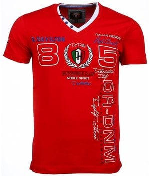 David Copper Italiaanse T-shirt - Korte Mouwen Heren - Borduur Automobile Club - Rood