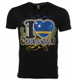 Local Fanatic T-shirt I Love Curacao - Zwart