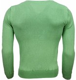 TONY BACKER Casual Trui - Exclusive Blanco V-Hals - Groen