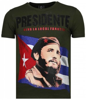 Local Fanatic Presidente - Rhinestone T-shirt - Groen