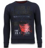 Local Fanatic Pablo Escobar - Rhinestone Sweater - Blauw
