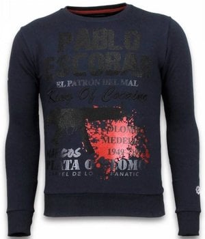 Local Fanatic Pablo Escobar - Rhinestone Sweater - Blauw