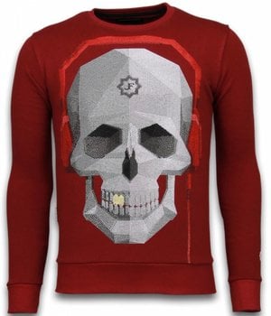 Local Fanatic Skull Beat - Rhinestone Sweater - Bordeaux