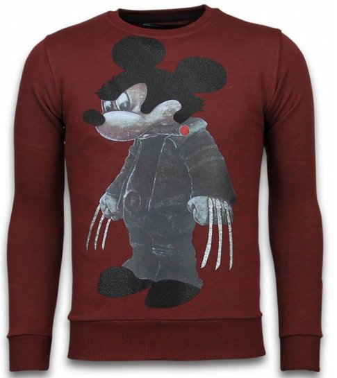 Local Fanatic Bad Mouse - Rhinestone Sweater - Bordeaux