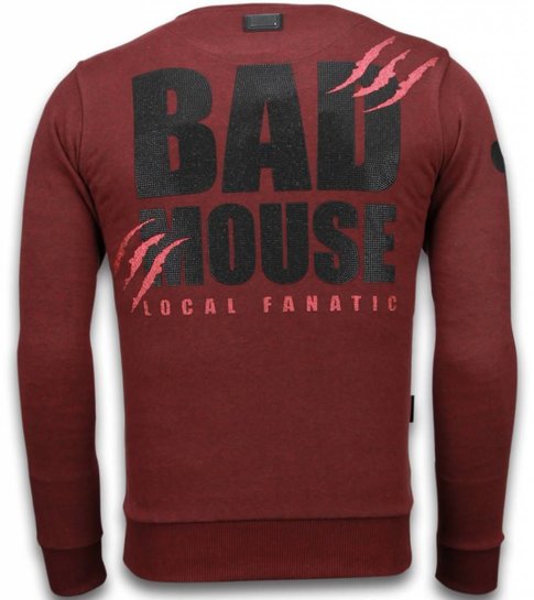 Local Fanatic Bad Mouse - Rhinestone Sweater - Bordeaux