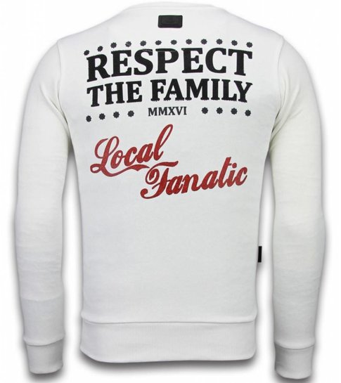 Local Fanatic Godfather - Rhinestone Sweater - Wit