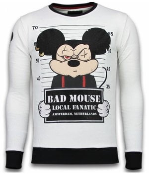 Local Fanatic Bad Mouse - Rhinestone Sweater - Wit