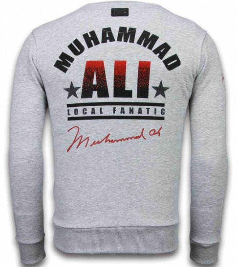 Local Fanatic Muhammad Ali - Rhinestone Sweater - Grijs