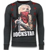 Local Fanatic Marilyn Rockstar - Rhinestone Sweater - Antraciet