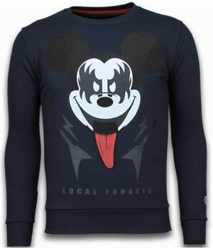 Local Fanatic Kiss My Mickey - Rhinestone Sweater - Navy