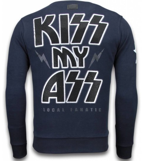 Local Fanatic Kiss My Mickey - Rhinestone Sweater - Navy