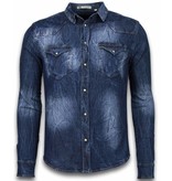 Enos Denim Shirt - Spijkerblouse Slim Fit - Vintage Washed - Blauw