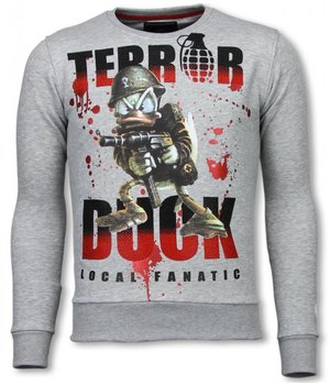 Local Fanatic Terror Duck - Rhinestone Sweater - Grijs
