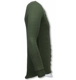 TONY BACKER Longfit Sweater - Damaged Look Shirt - Groen