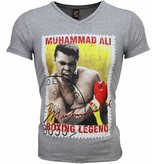 Local Fanatic T-shirt - Muhammad Ali Zegel Print - Grijs