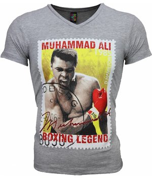 Local Fanatic T-shirt - Muhammad Ali Zegel Print - Grijs