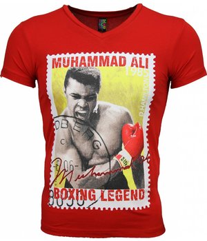 Local Fanatic T-shirt - Muhammad Ali Zegel Print - Rood